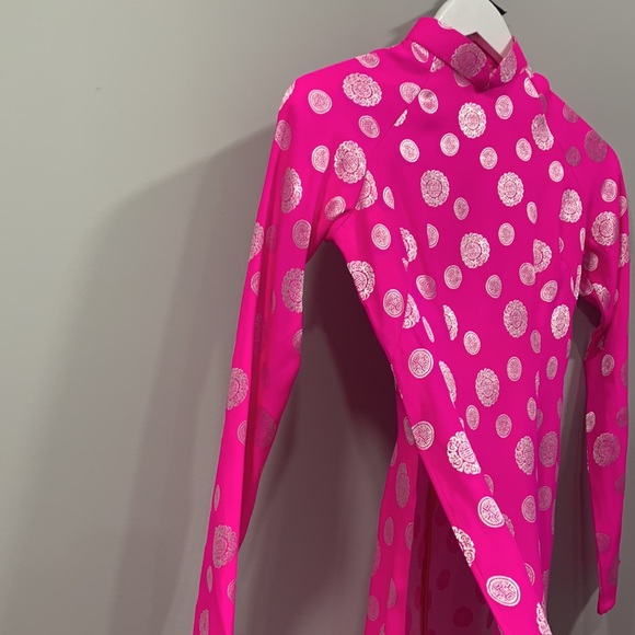 Vietnamese Ao Dai Fuchsia Women's High Collar Long Maxi Dress Size Small - Picture 6 of 11